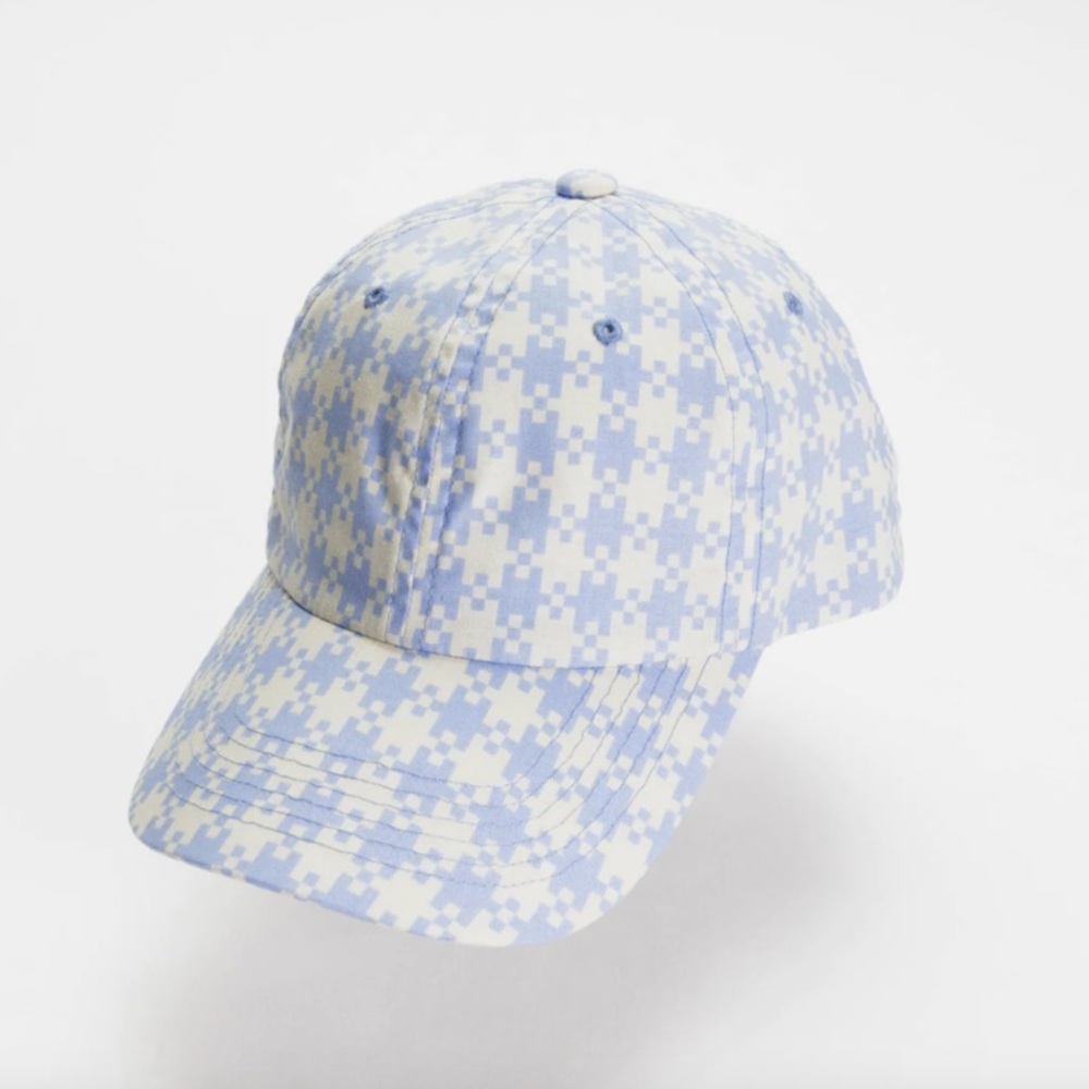 BAGGU Blue Houndstooth Baseball Cap